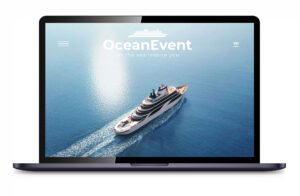 Startseite des Eventveranstalters OceanEvent mit einer YACHT die gechartert werden kann.
