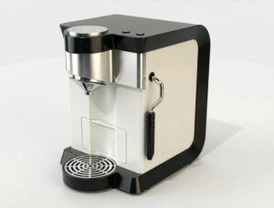 Designkonzept einer Kaffeemaschine aus Kunststoff für die Marke SEVERIN entstanden im DESIGNSTUDIO formel23 in Hamburg.