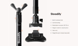 3D-Explosionszeichnung des Steadify Stativs, eine Produktentwicklung der Hamburger Designagentur formel23
