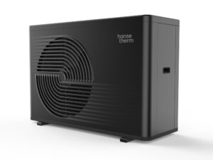 Das Gehäuse einer Wärmepumpe. Die Funktion wurde über das Design visualisiert.