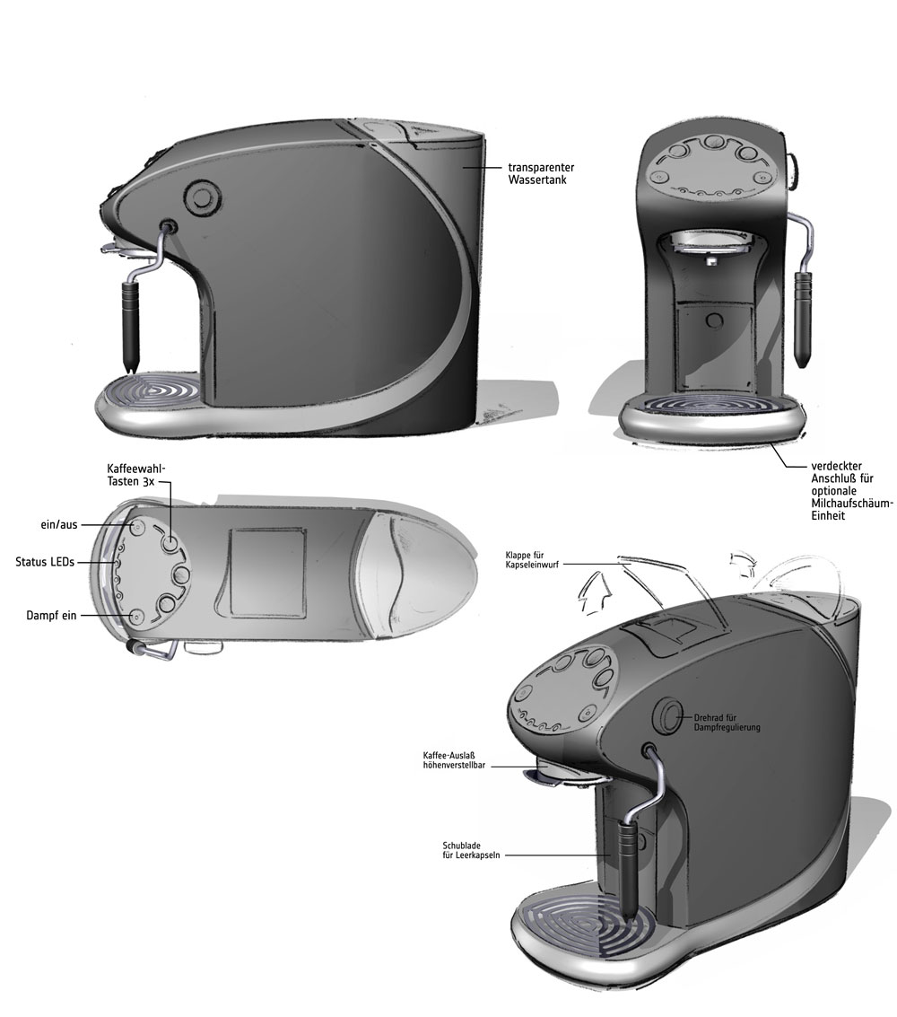 Designstudie SEVERIN Kaffeemaschine / Konzept 2