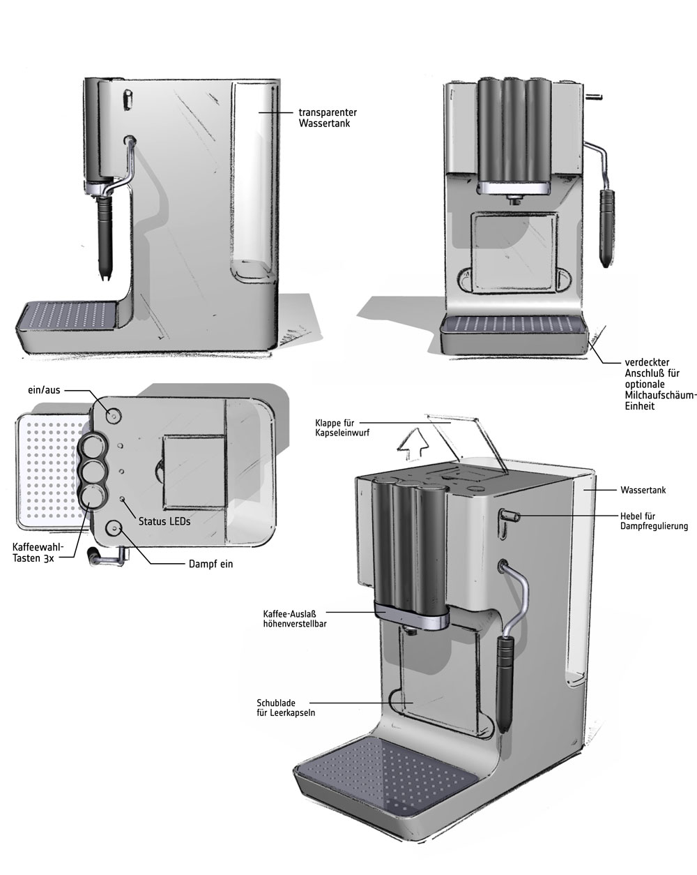 Designstudie SEVERIN Kaffeemaschine / Konzept 4