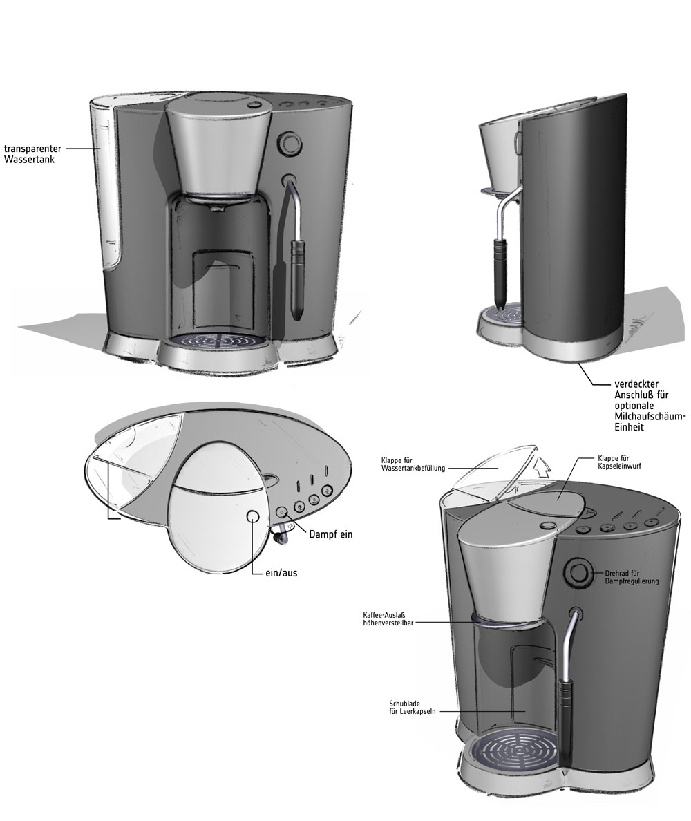 Designstudie SEVERIN Kaffeemaschine / Konzept 5